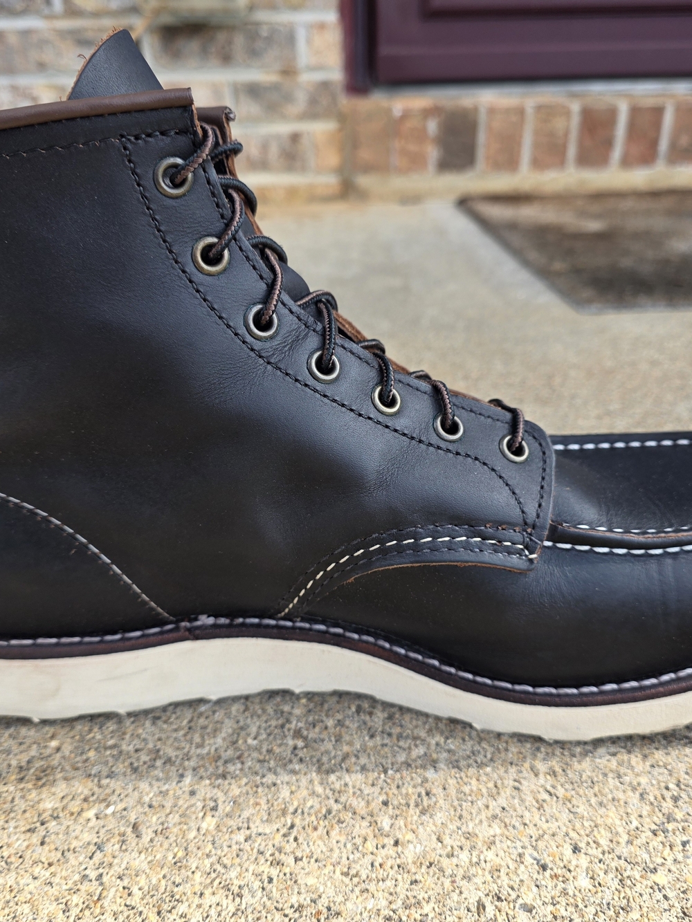 Red Wing Classic Moc Toe Wedge Sole Black Prairie Leather - Men's 13 / 8849 - Picture 4 of 10